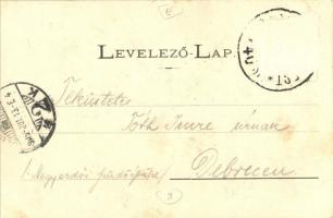 1905 Tövis, Teius; Piac részlet és főút, árusok, dohány üzlet, Római katolikus templom, Maros folyó ...