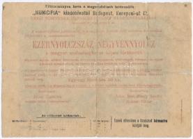 ~1896. "Révai Testvérek Irodalmi Intézet Részvénytársaság" 1848. 100Ft bankjegy replikája,...