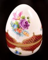 Herendi porcelán tojás, kézzel festett, jelzett, hibátlan, m: 9,5 cm