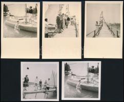 cca 1940 Balatonakarattya kikötőben készült 9 db fotó 9x12 cm