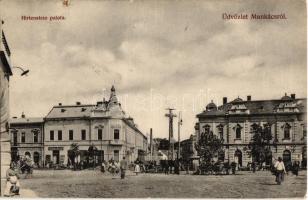 1913 Munkács, Mukacheve, Mukacevo; Hirtenstein palota, tér, piac. Bertsik Emil kiadása / square, palace, market