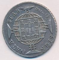Brazília 1820R 960R Ag felülveret (26,76g) T:2
Brazil 1820R 960 Reis Ag overstruck coin (26,76g) C:...