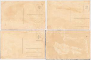 Békéscsaba, Gálik János méhészete, méhkaptárok télen és nyáron - 3 db régi fotó képeslap és egy egye...