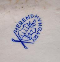 Herendi porcelán harmonikázó fiú, kézzel festett, jelzett, hibátlan, m: 20 cm