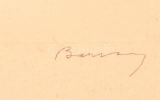 Barcsay Jenő (1900-1988): Ülő férfi. Szitanyomat, papír, jelzett, üvegezett keretben, 24×15 cm