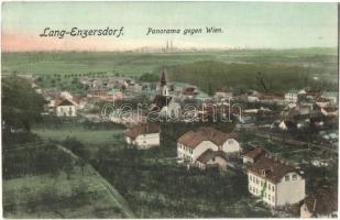 1916 Langenzersdorf, Panorama gegen Wien. Verlag Josef Popper / general view, church (EK)