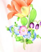 Herendi kagyló alakú virágmintás tál, kézzel festett, jelzett, hibátlan, 23×22 cm