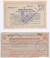 1942. Kenyérgabonajegy szelvények nélkül, Lehóc bélyegzéssel + ~1944-1945. Rozs-utalvány 1 métermázsa rozs vásárlására utalvány, bélyegzéssel T:III,III-