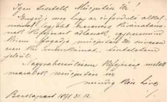 1898 Róth Miksa üvegfestő névjegykártyája, hátoldalán saját kezű irásával