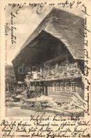 1901 Schwarzwald, Schwarzwaldhaus. Vertrieb G. Röbcke, Freiburg / Black Forest house (byre-dwelling), maintenance work (EK)