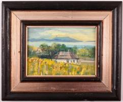 Vágfalvi Ottó (1925-2015) : Badacsony. Olaj, farost, jelzett, keretben, 10×14 cm
