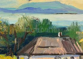 Vágfalvi Ottó (1925-2015) : Badacsony. Olaj, farost, jelzett, keretben, 10×14 cm