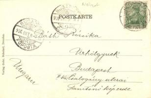 1900 Dresden, Landeplatz der Dampfschiffe / wharf, pier, quay, tram, omnibus. Verlag Gebr. Schelzel....