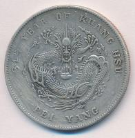 Kínai Császárság / Chihli Tartomány 1908. 1$ Ag "Sárkány" (26,73g) T:2,2- ph. Chinese Empire / Chihli Province 1908. 1 Dollar Ag "Dragon" (26,73g) C:XF,VF edge error Krause Y#73.2