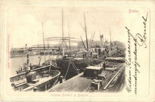 1904 Braila, Vederea Portului si Docurile / view of the harbor and docks, steamships. Editura J. Gheorghiu & Co. (Rb)