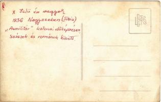 1936 Nagyszeben, Hermannstadt, Sibiu; "Premilitär" katonai előképzésen szászok és románok ...