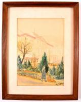 Fekete jelzéssel: Épület. Akvarell, papír, üvegezett keretben, 24×17 cm