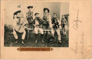 1900 Háromszlécs, Liptovské Sliace; Liptó-Szlécsi zenekar / folk music band, String orchestra