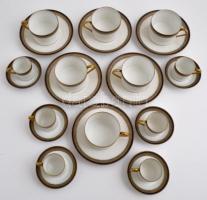 Limoges porcelán teás és mokkás készlet, hiányos, matricás, jelzett, hibátlan