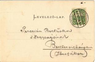 1905 Besztercebánya, Banská Bystrica; IV. Béla király tér, Gyógyszertár, üzletek, templom. Kiadja Le...