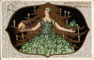 Boldog Karácsonyi Ünnepeket! / Italian Christmas greeting art postcard. Ballerini & Fratini 443. (EK)