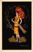 Italian art postcard. Lady with umbrella. Degami 1088. s: T. Corbella