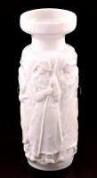 Zsolnay kohászok fehér mázas porcelán váza, hibátlan, jelzett, m: 20,5 cm