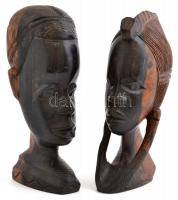 Afrikai fa büszt, 2 db, m: 22 cm