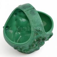 Bohemia Glass üvegkosár, formába préselt malachit üveg, matrica az aljáról lekopott, apró kopásnyomo...
