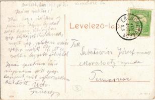 1913 Erzsébetváros, Dumbraveni; Vasútállomás, MÁV 2335. pályaszámú gőzmozdonya, vasutasok. W.L. (?) ...