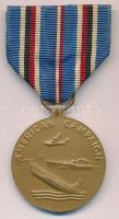 Amerikai Egyesült Államok 1942. Amerikai Hadjárat Érem / 1941-1945 Amerikai Egyesült Államok Br kitüntetés mellszalagon (32mm) T:2 kis ph.  USA 1942. American Campaign Medal / 1941-1945. United States of America Br medal with ribbon (32mm) C:XF small edge error