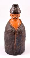 Iparművész mázas kerámia juhász figura, jelzett, kis kopásnyomokkal, apró lepattanással, m: 21 cm