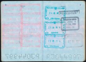 1994 Magyar útlevél brit, lengyel, ukrán, stb bélyegzésekkel