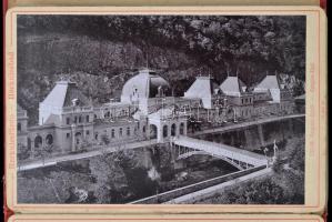 cca 1900 Herkulesfürdő, 12 leporelló képes kihajtható album, díszes vászonkötésben