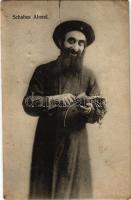 1906 Schabes Abend / Shabbes Night. Jewish man peeling a radish. Judaica (EK)