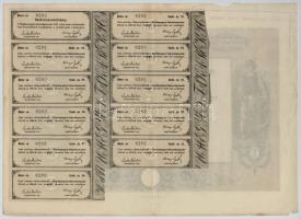 Hajdúszoboszló 1926. "Hajdú Megyei Takarékpénztár" részvény 15P-ről, szelvényekkel, száraz...