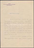 1917 Ybl Ervin saját kézzel aláírt levele Vértes O. József előléptetése ügyében