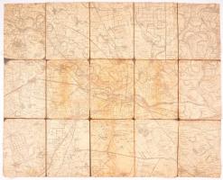 cca 1908-1910 Vegyes térkép tétel, 3 db:  Kassa és környéke, Marosvásárhely és környéke, Eszék és környéke, 1: 75.000, vászonra kasírozva, változó állapotban,az egyiken bejelölésekkel, 74x52 cm, 53x66 cm és 48x60 cm.