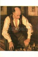 16 db MODERN sakk motívumlap, sakk motívumú festmények / 16 MODERN chess motive cards, art postcards