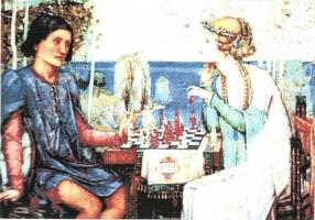 16 db MODERN sakk motívumlap, sakk motívumú festmények / 16 MODERN chess motive cards, art postcards