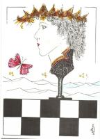 16 db MODERN sakk motívumlap, sakk motívumú festmények / 16 MODERN chess motive cards, art postcards