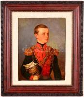 XIX. sz. közepe: Jelzés nélkül: Osztrák-lengyel tiszt graf Pininzki portréja. Olaj, karton. Keretben...