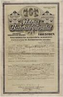 Budapest 1925. Adria Biztosító Társulat névre szóló biztosítási kötvénye 1000$-ról + a kötvényhez való Adóselvél-másolat és a biztosítási évekre szóló díjtáblázat T:III,III-