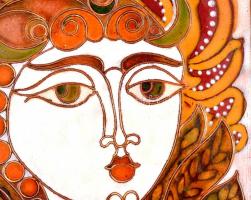 Radnai Zoltán (1960-): Női fej. Tűzzománc, rézlap, jelzett,  keretben, 15,5×15,5 cm