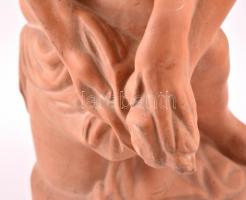 Kisfaludi Stróbl Zsigmond (1884-1975): Fürdés után. Terrakotta, jelzett, karcolásokkal, m: 33 cm