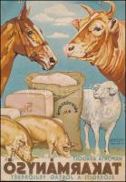 cca 1930 A naponta adagolt takarmányozó elősegíti a jószág fejlődését, kisplakát negatív nyomata, kiadja: Globus Nyomda, 24×17 cm