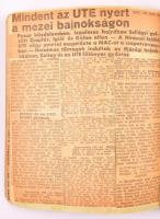 cca 1937-1948 Az UTE atlétáinak névsora, atlétikával kapcsolatos újságkivágások, stb., kézzel vezete...