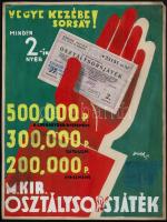 1932 Vegyes kezébe sorsát! - Magyar Királyi Osztálysorsjáték plakátterv, Góth szignóval, 32,25×24,5 cm