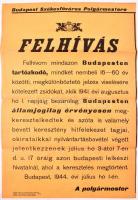 1944 Felhívás a budapesti, sárga csillag viselésére kötelezett, megkeresztelkedett zsidók számára. Plakát. 31x48 cm