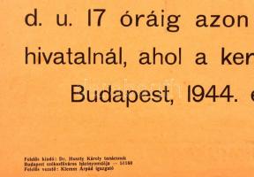 1944 Felhívás a budapesti, sárga csillag viselésére kötelezett, megkeresztelkedett zsidók számára. P...